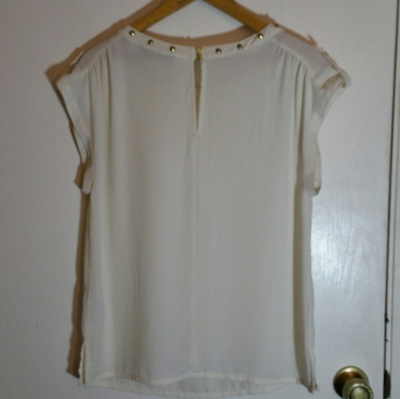 F21 sheer white stud embellished sleeveless top - Picture 2 of 6